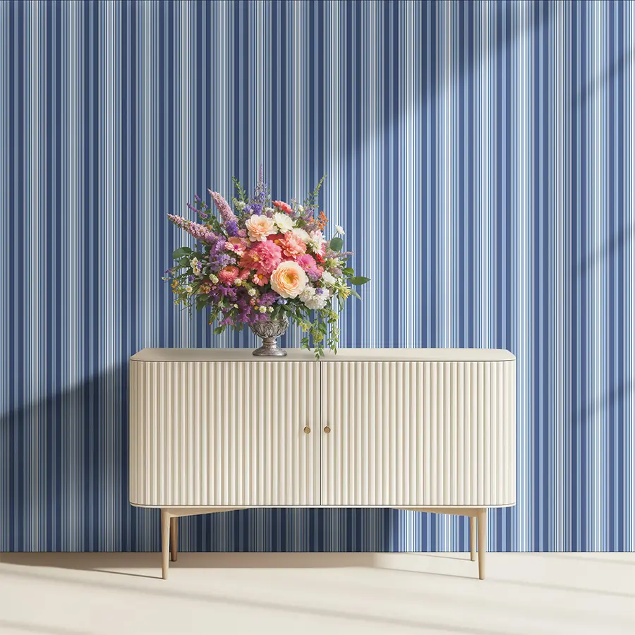 Garden Stripe in Delft Wallpaper