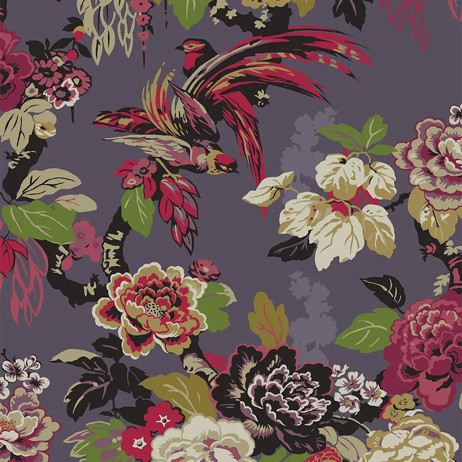Grand Floral in Mulberry Wallpaper