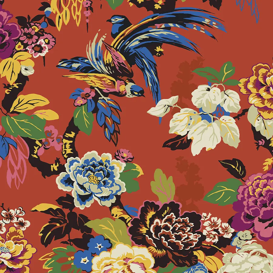 Grand Floral in Vermillion Wallpaper