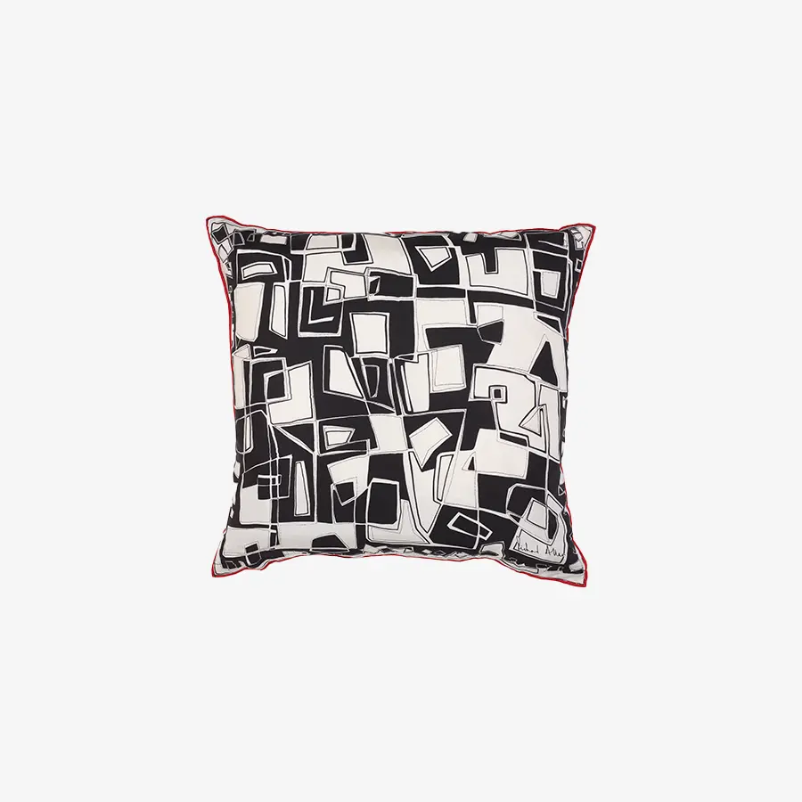 Black and White Hepworth Silk Cushion