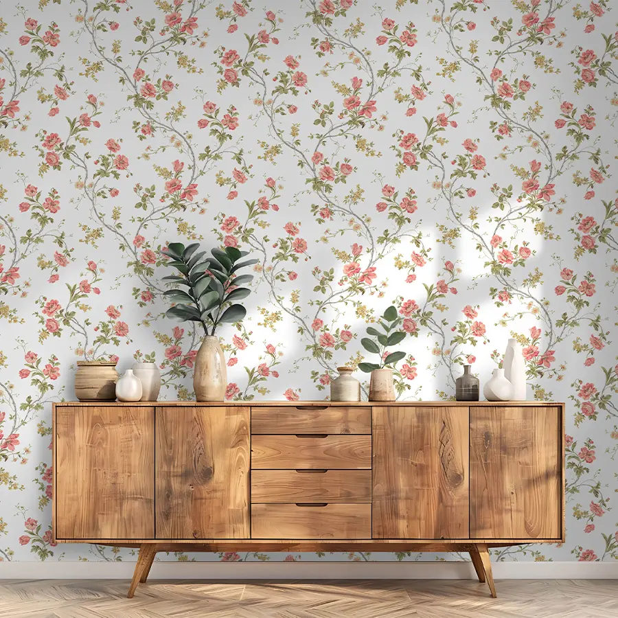Perryvale in Coral Wallpaper