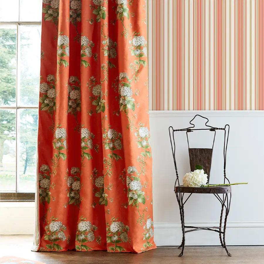 Garden Stripe in Coral Wallpaper