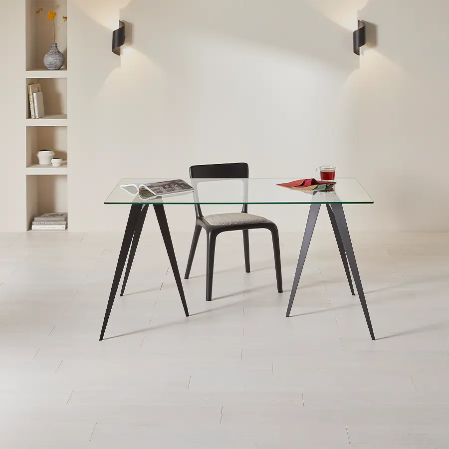 Compass Trestle Desk with Glass Top