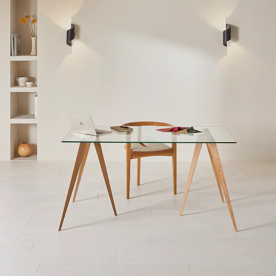 Compass Trestle Desk with Glass Top
