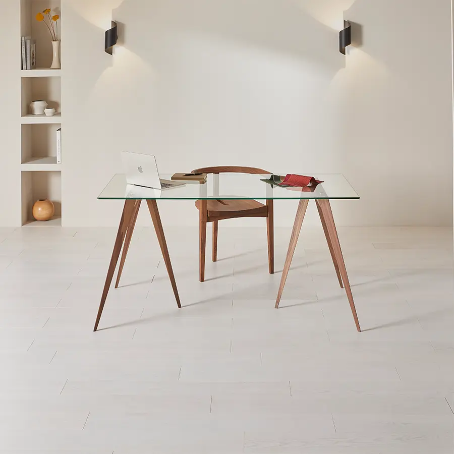 Compass Trestle Desk with Glass Top