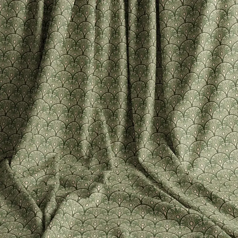 Floral Burst Juniper Natural Cotton Linen Mix
