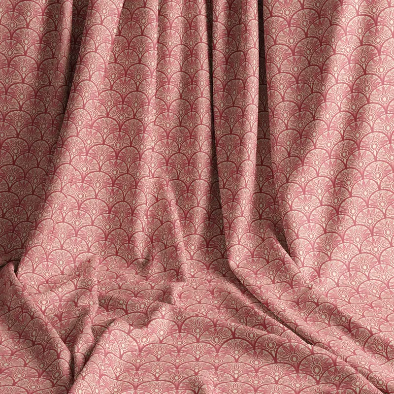 Floral Burst Rouge Natural Cotton Linen Mix