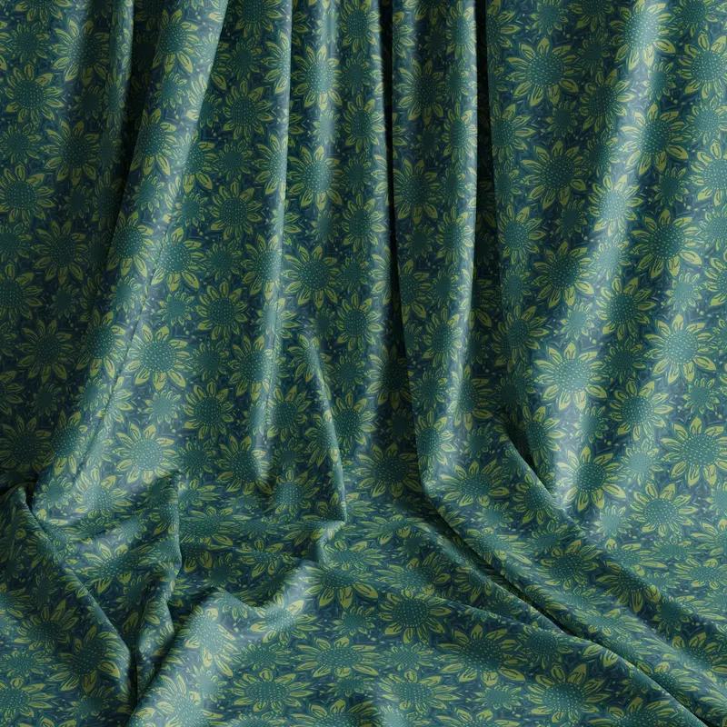 Tropic Flower Blue Velvet Shimmer