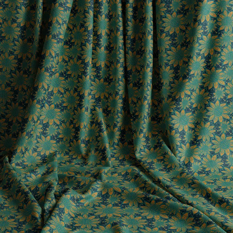 Tropic Flower Darkness Natural Cotton Linen Mix