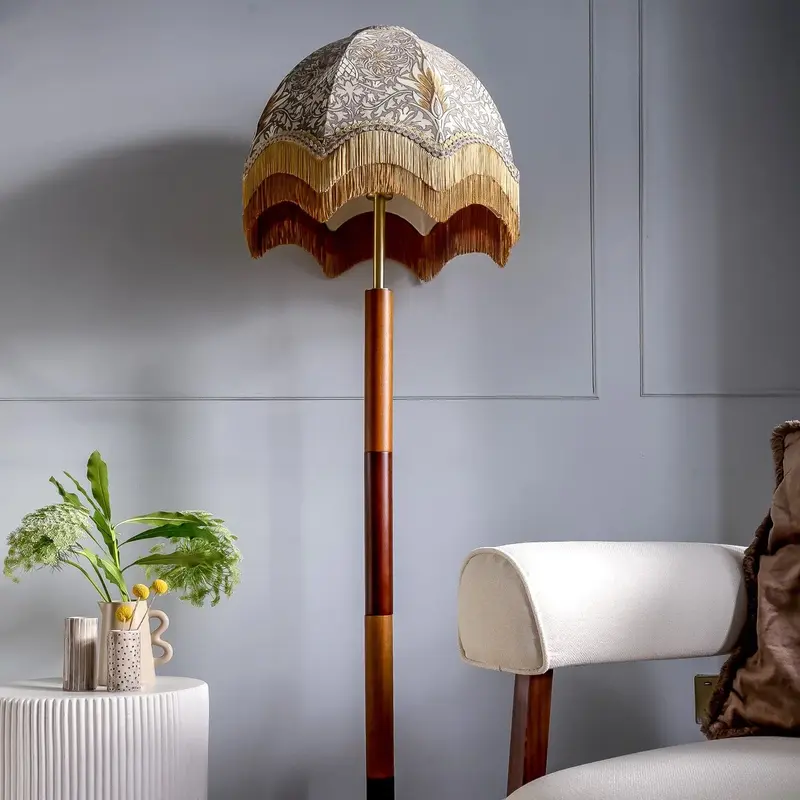 Snakeshead William Morris Lampshade With Tiered Fringe