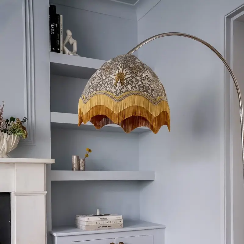 Snakeshead William Morris Lampshade With Tiered Fringe