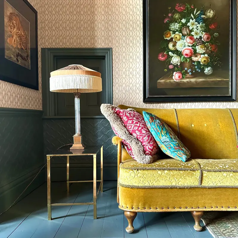 The Peggy Silk Fringed Lampshade Brown