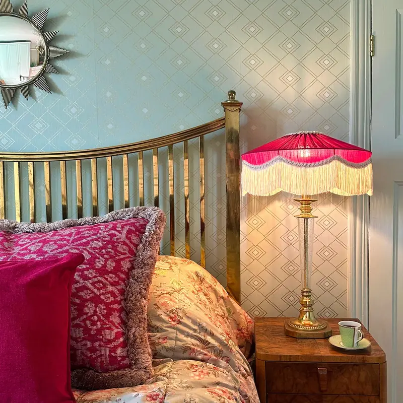 The Peggy Silk Fringed Lampshade Burgundy
