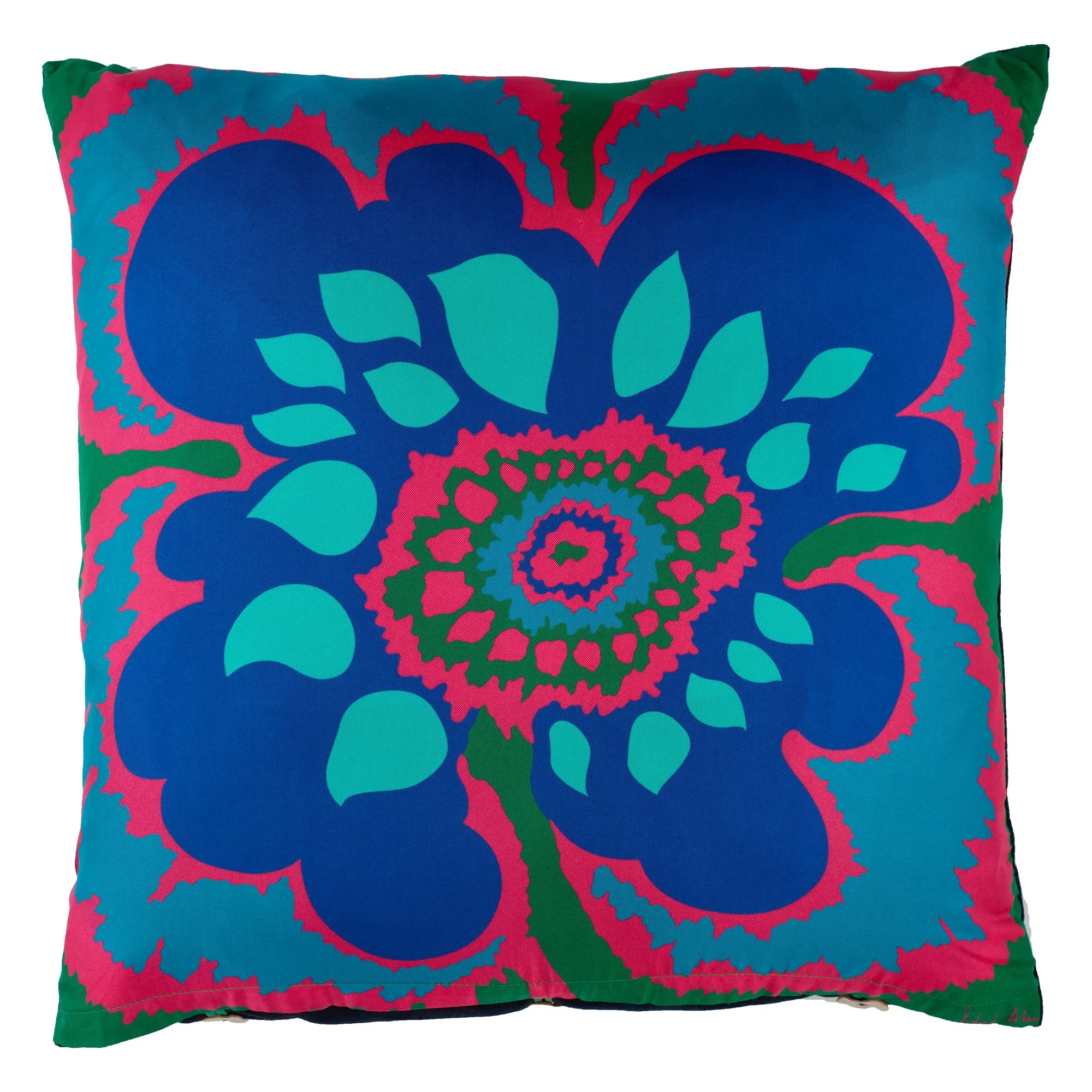 Elsa Blue Silk and Velvet Cushion