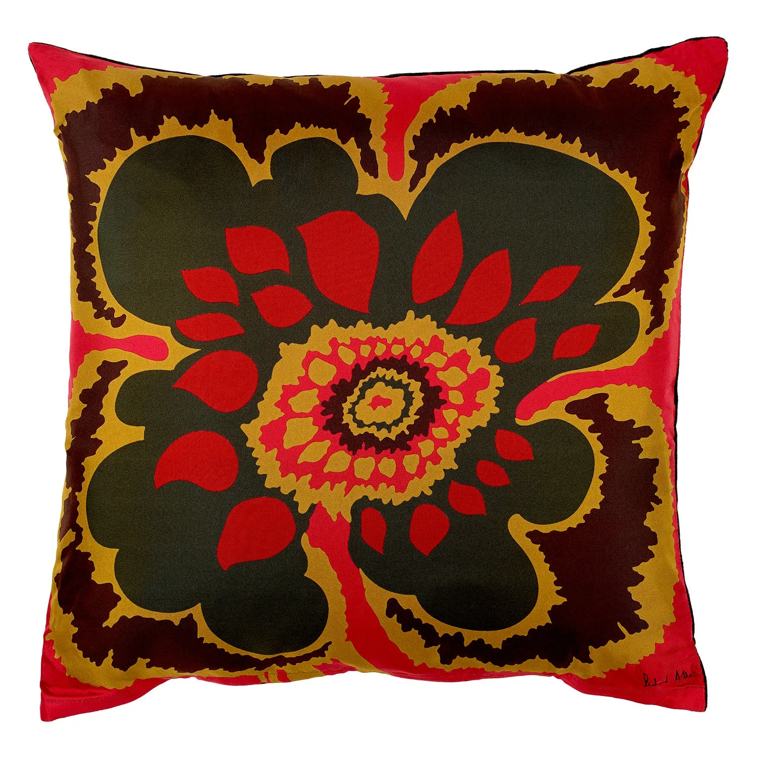 Elsa Ruby Silk and Velvet Cushion
