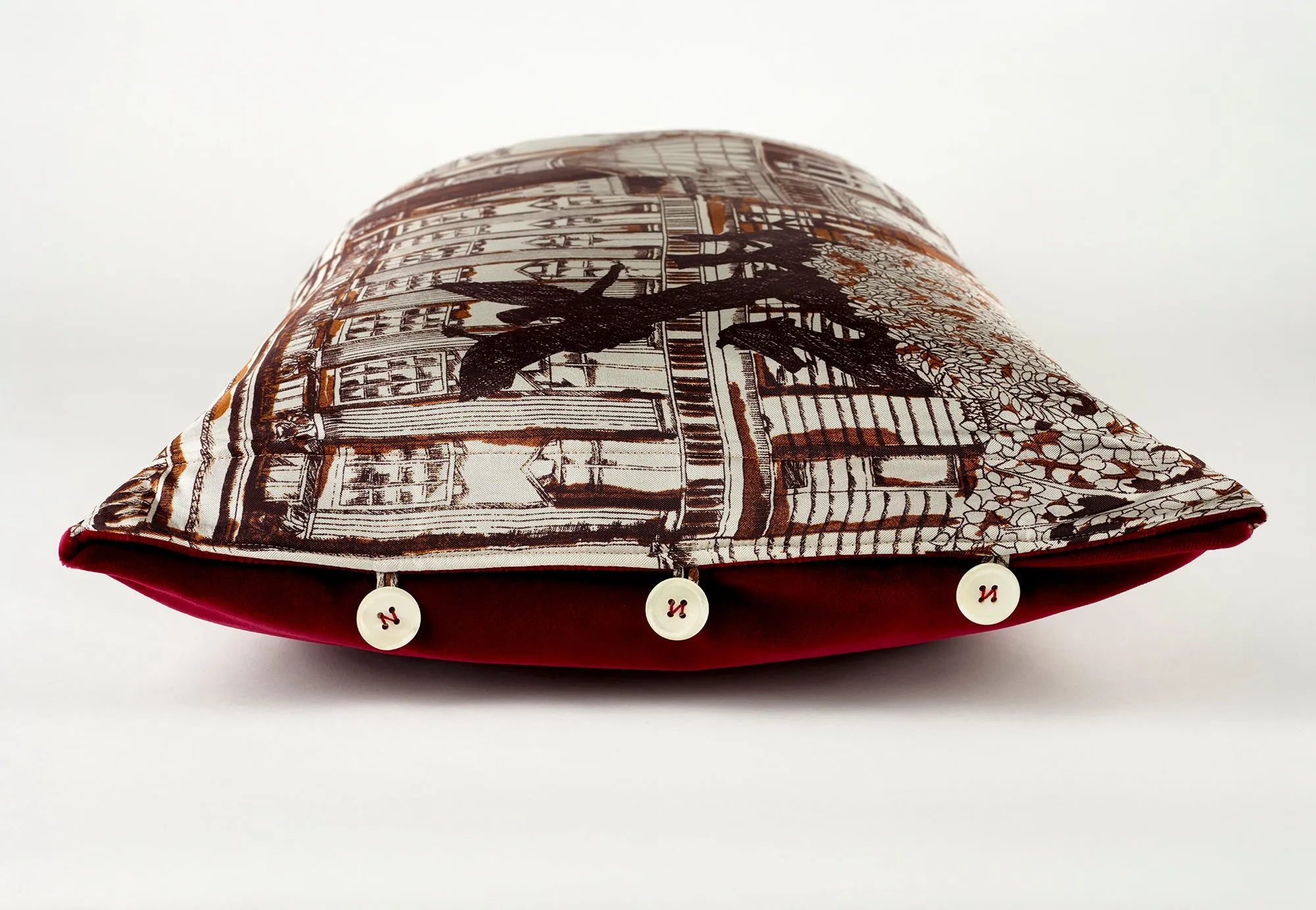 London Ginger Silk and Velvet Cushion