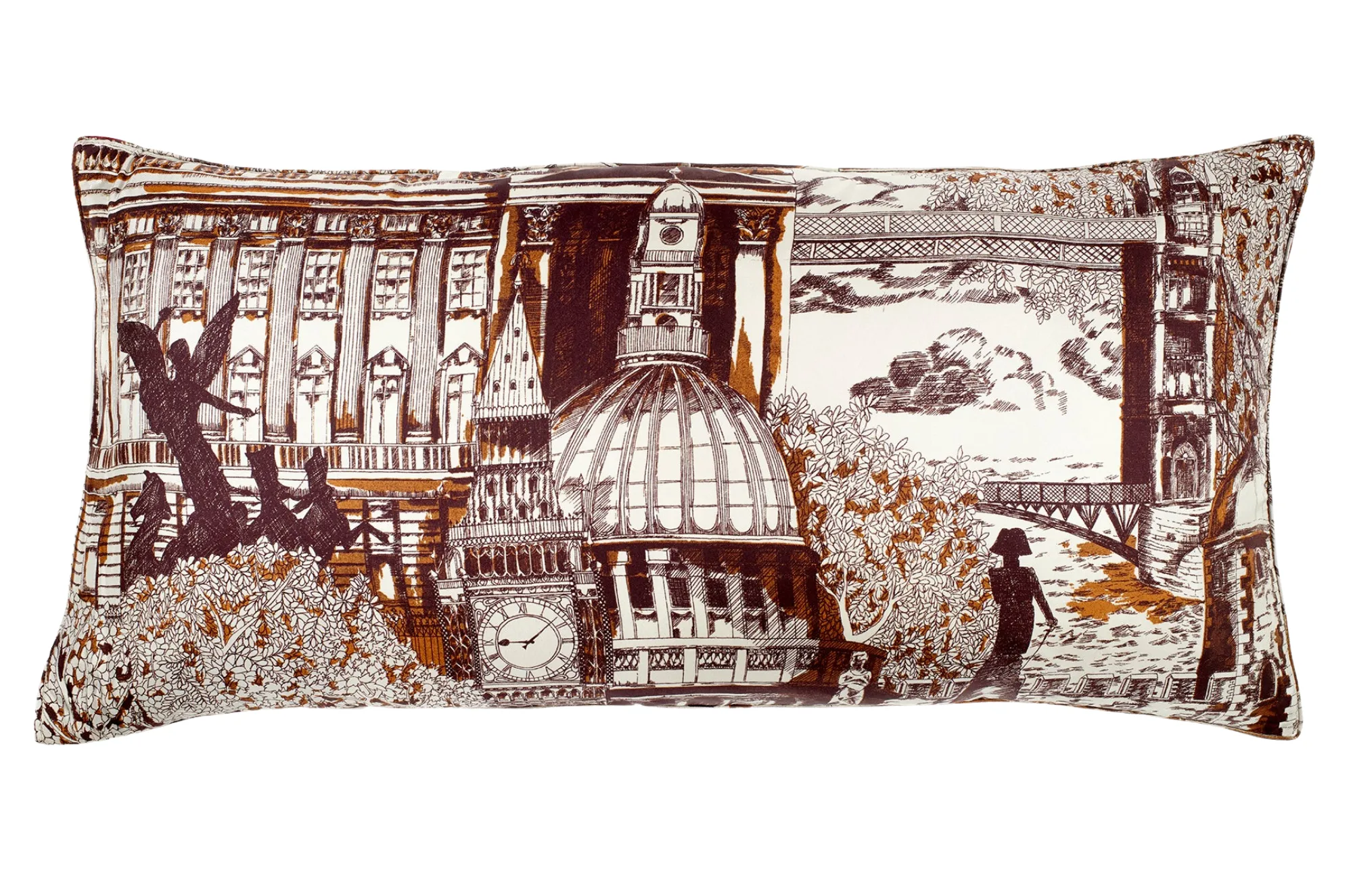London Ginger Silk and Velvet Cushion