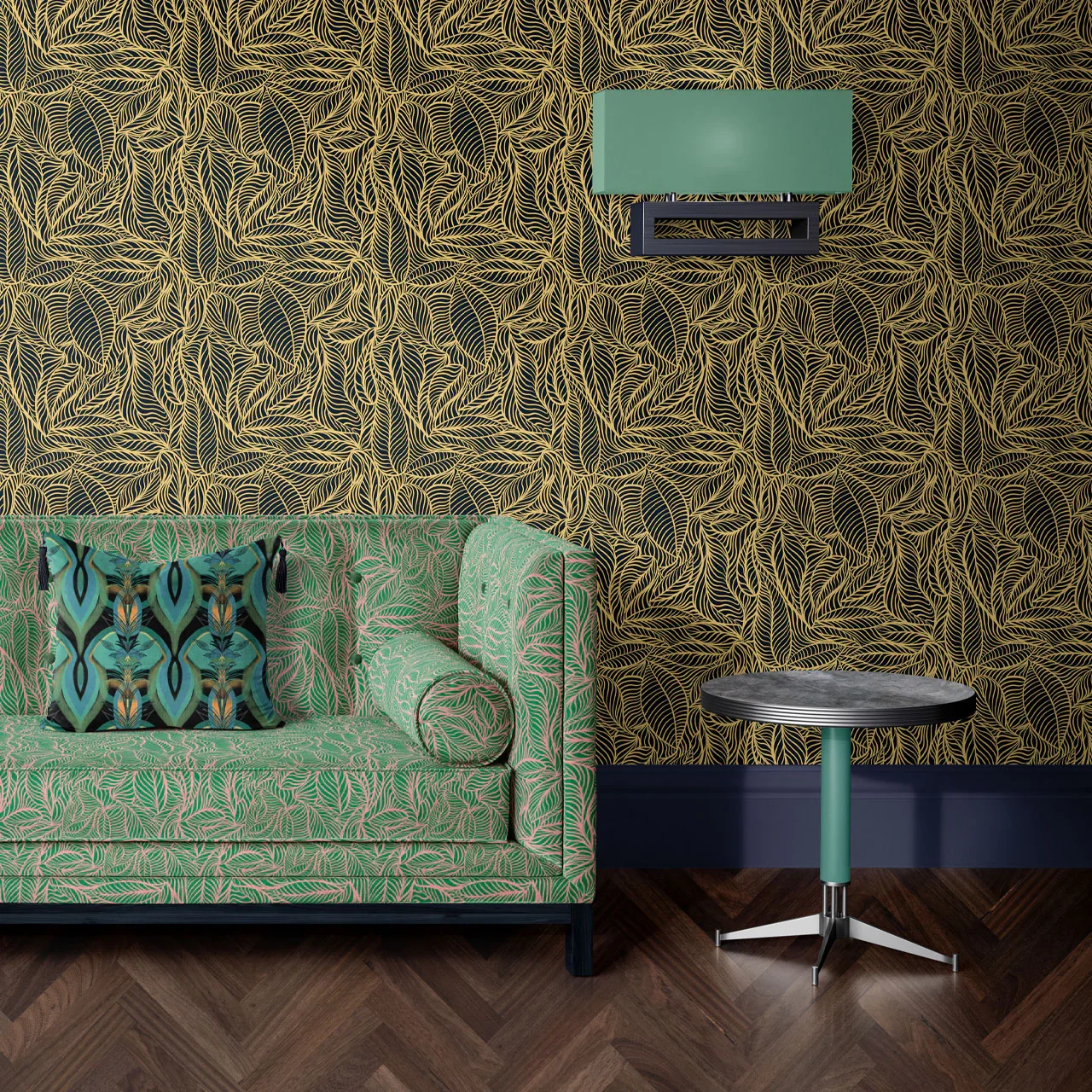 Agnes Green and Pink Velvet Fabric by Tatie Lou