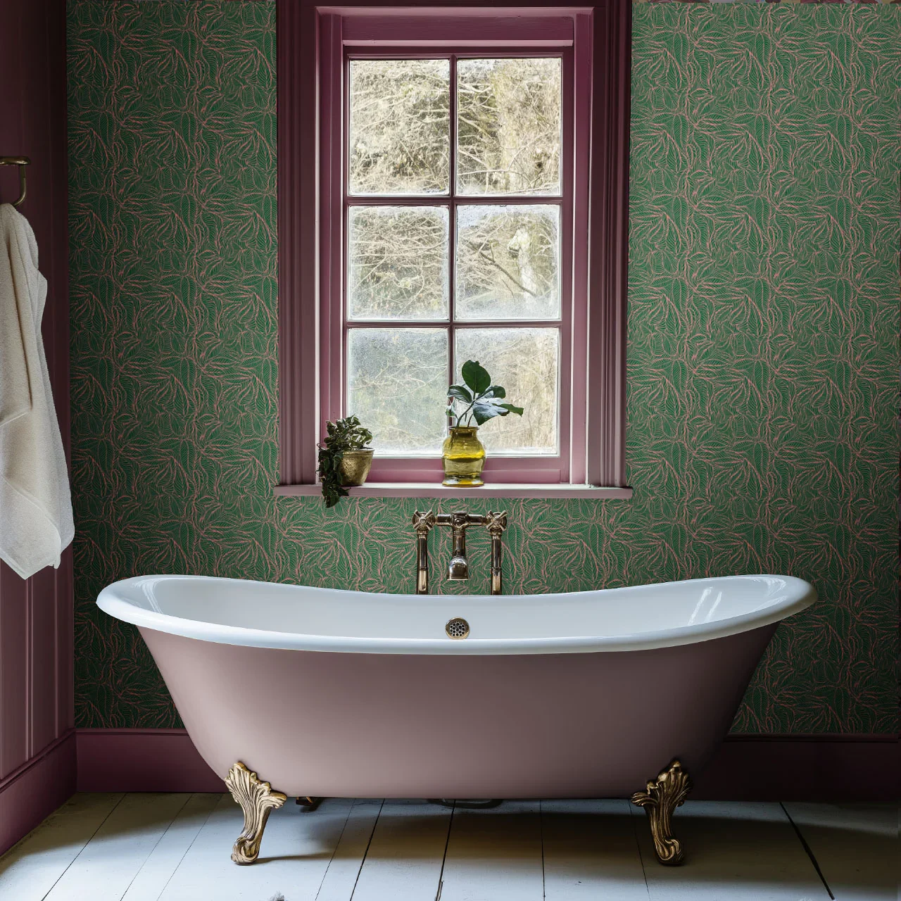 Agnes Green and Pink Wallpaper by Tatie Lou