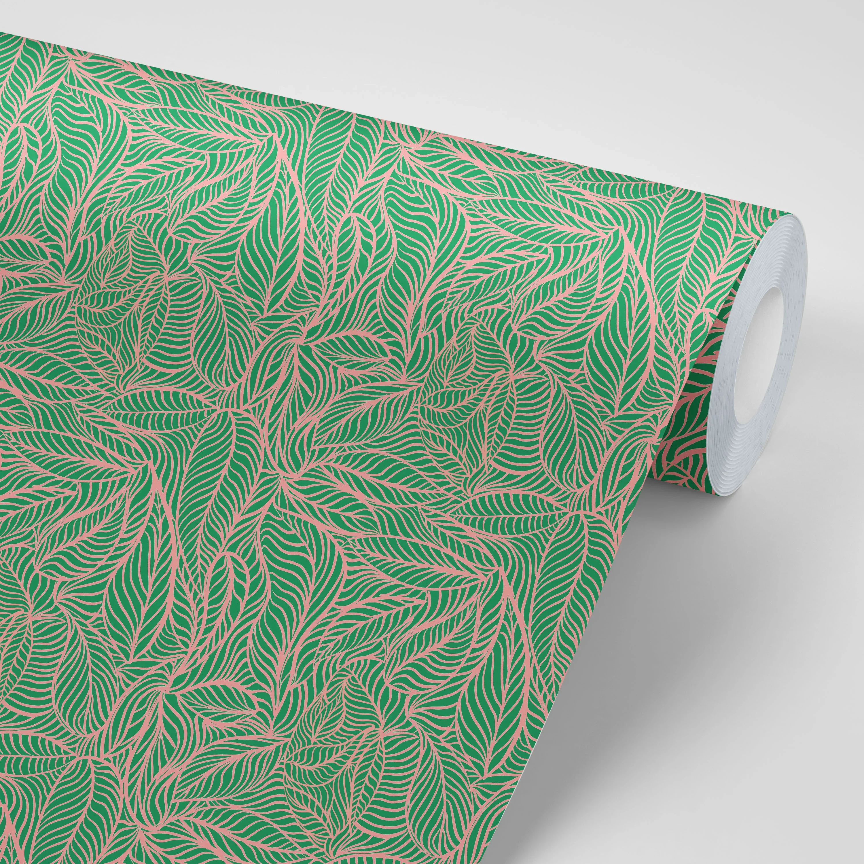 Agnes Green and Pink Wallpaper by Tatie Lou