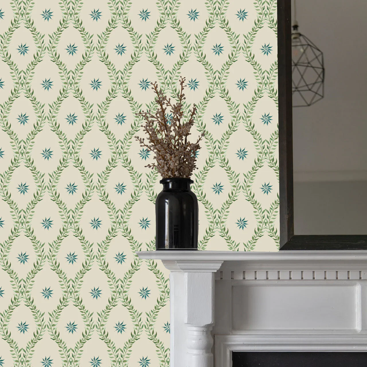 Belle Sage Green Wallpaper by Tatie Lou