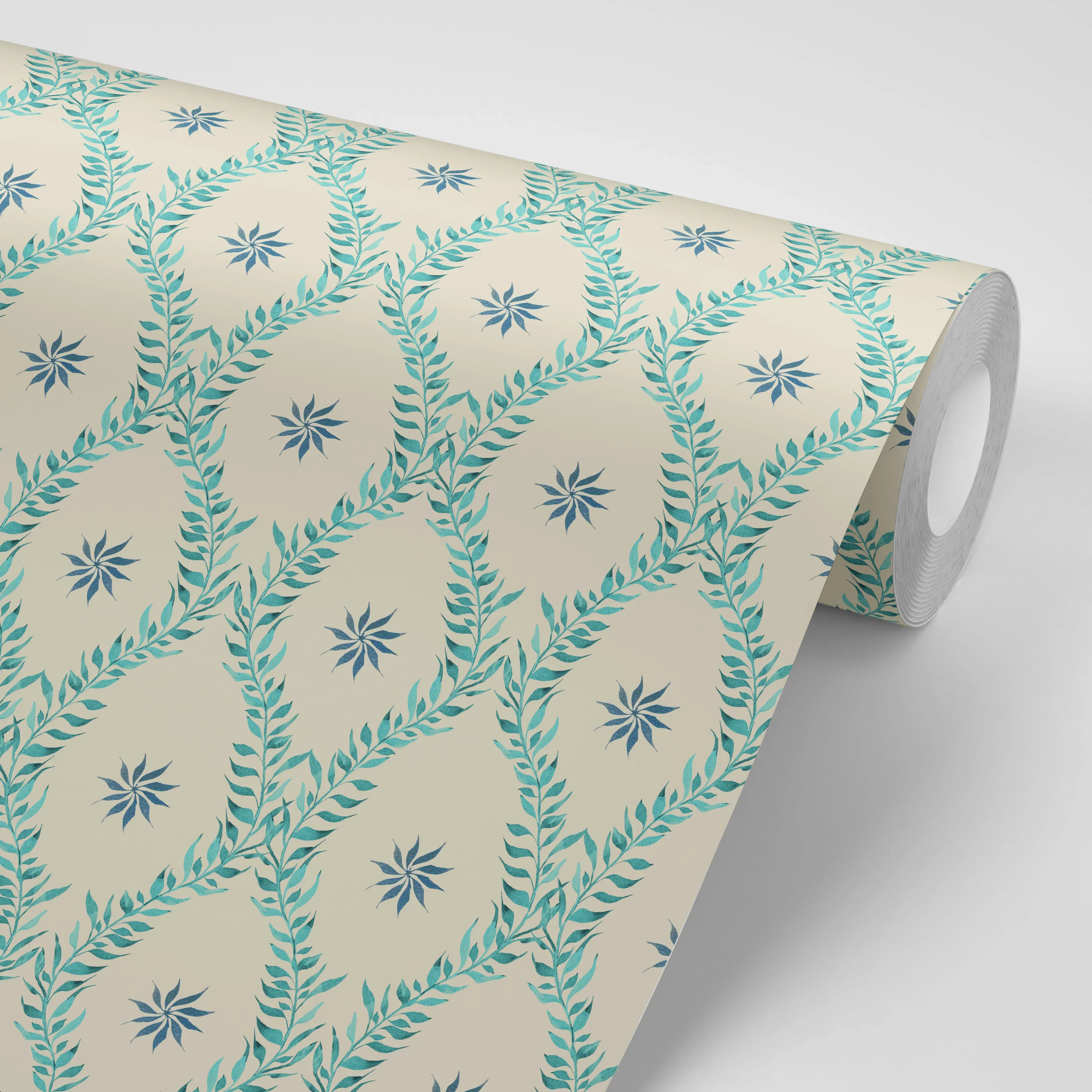 Belle Teal Wallpaper by Tatie Lou