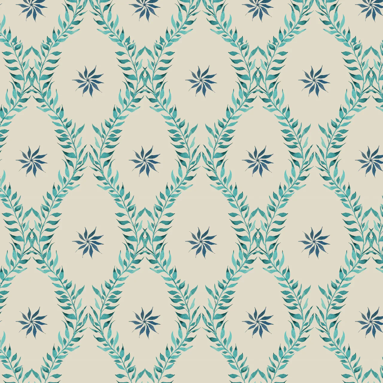 Belle Teal Wallpaper by Tatie Lou