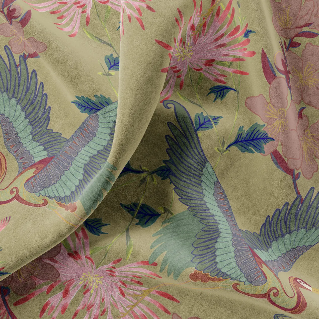 Blossom Dandelion Velvet Fabric by Tatie Lou