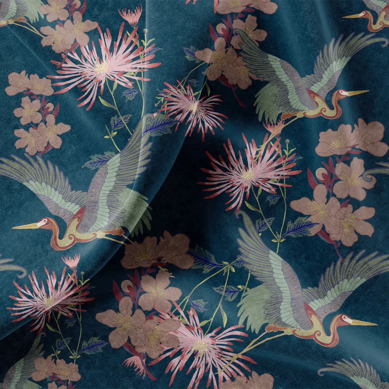 Blossom Midnight Velvet Fabric by Tatie Lou