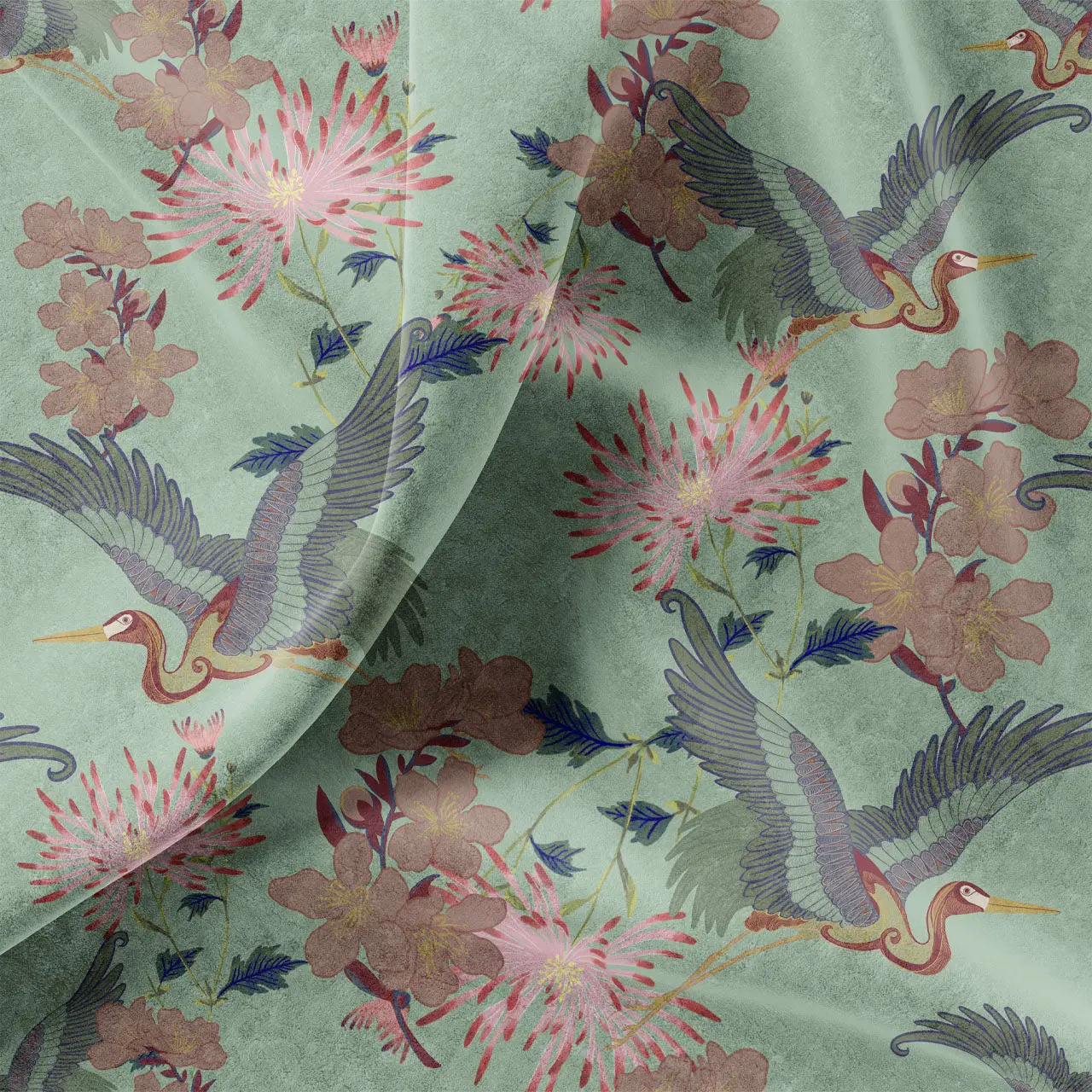 Blossom Mint Velvet Fabric by Tatie Lou