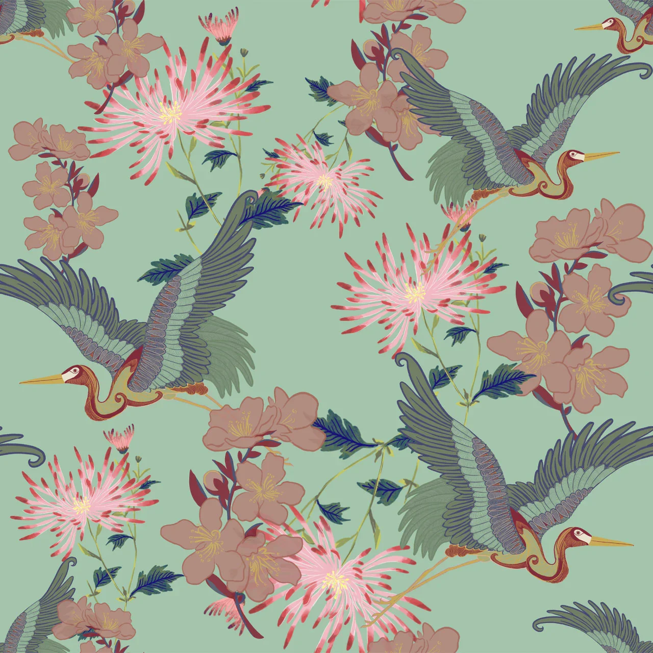 Blossom Mint Wallpaper by Tatie Lou
