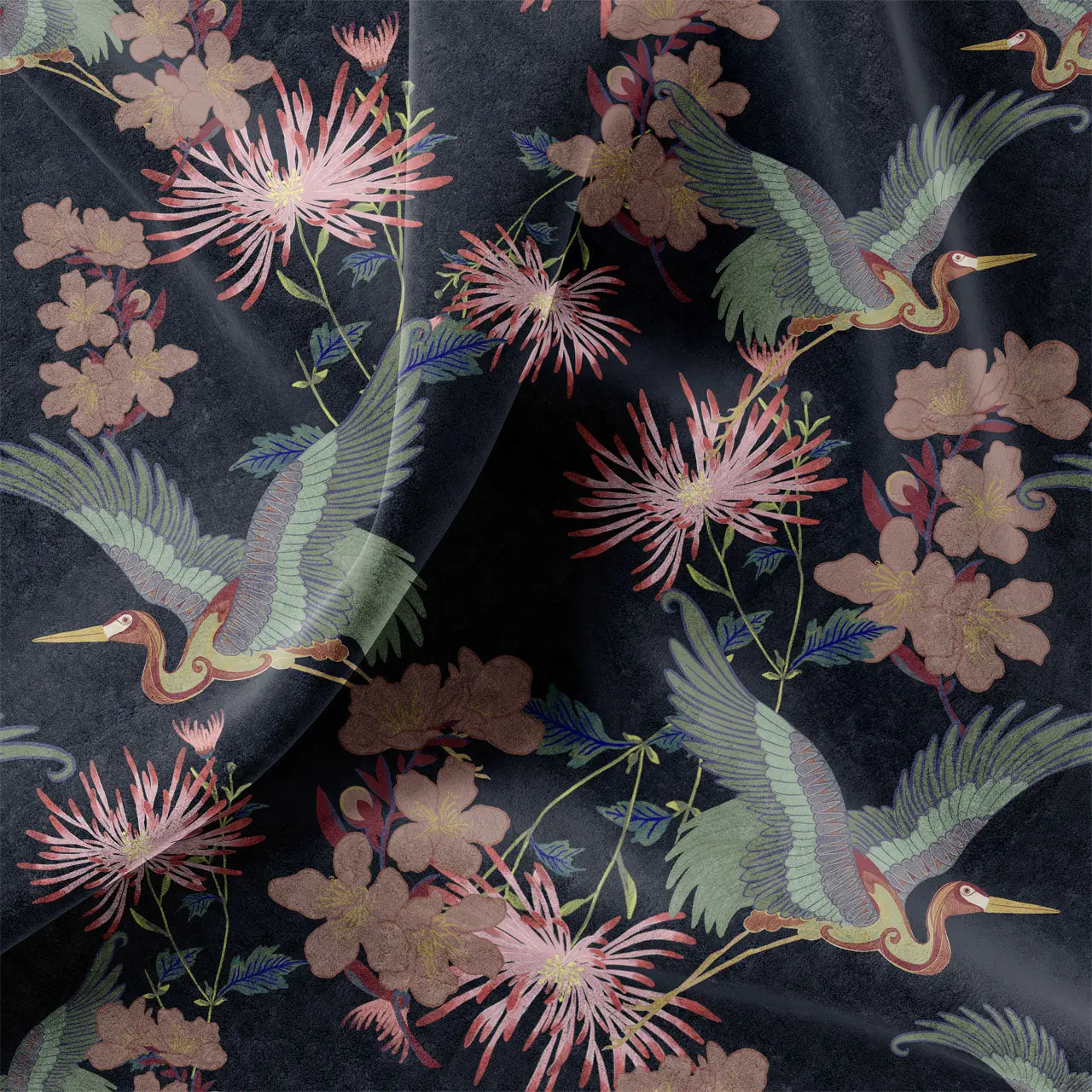 Blossom Noir Velvet Fabric by Tatie Lou