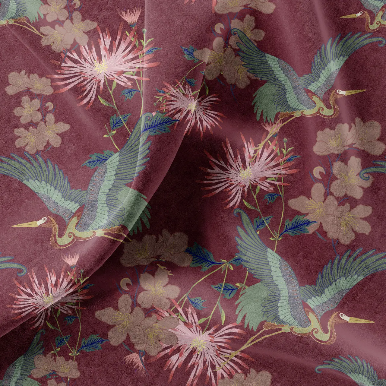 Blossom Rouge Velvet Fabric by Tatie Lou