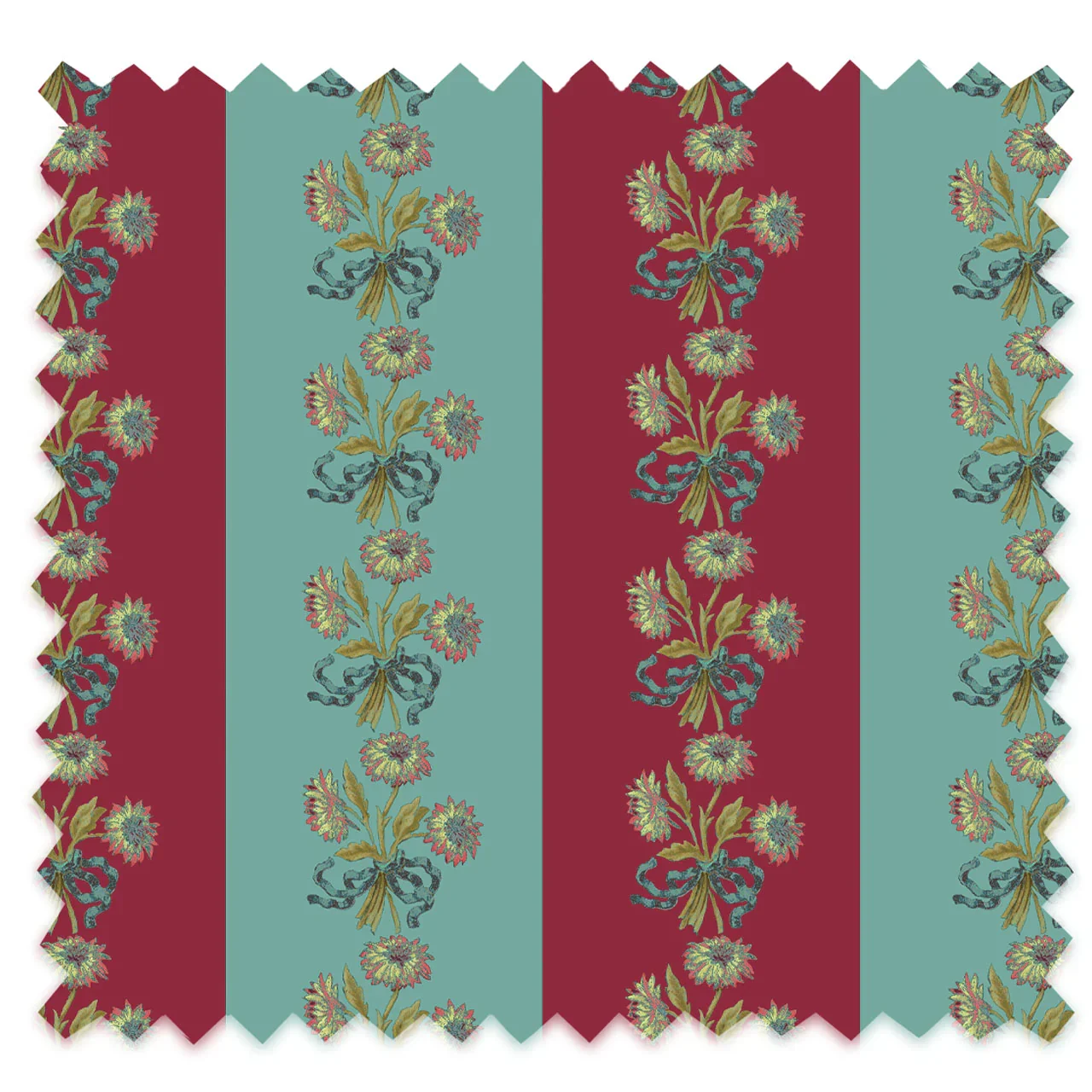 Chateau Stripe Cherry and Blue Recycled Velvet by Tatie Lou