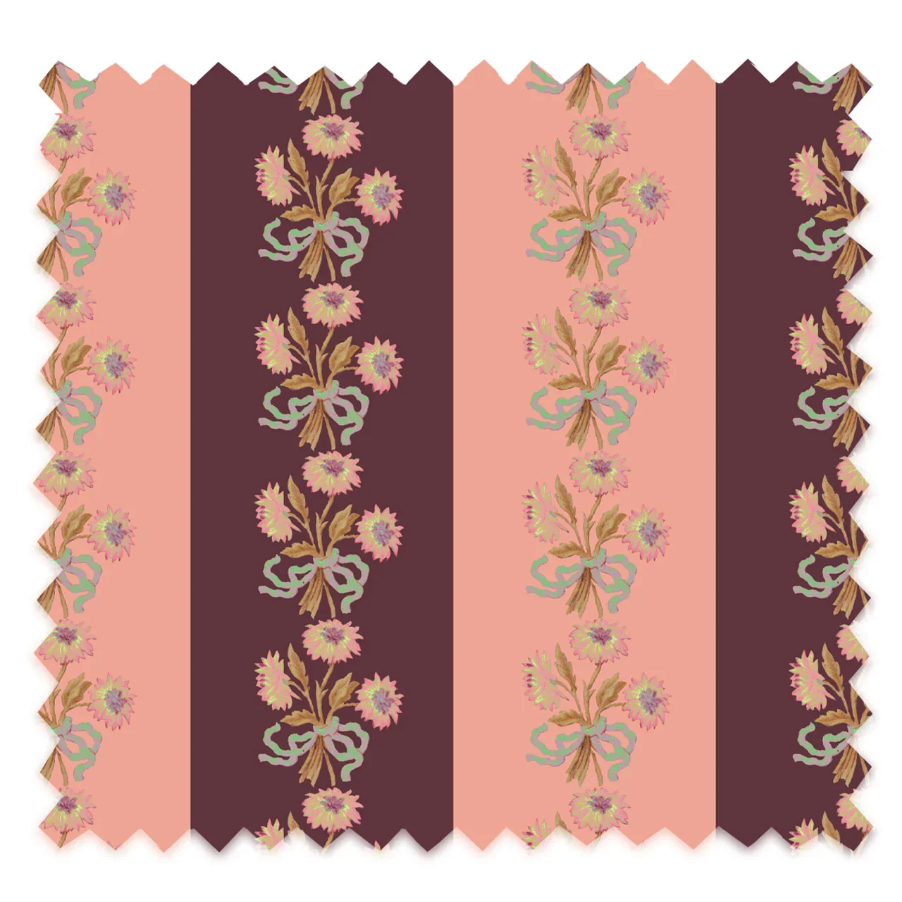 Chateau Stripe Peach and Burgundy Recycled Velvet by Tatie Lou