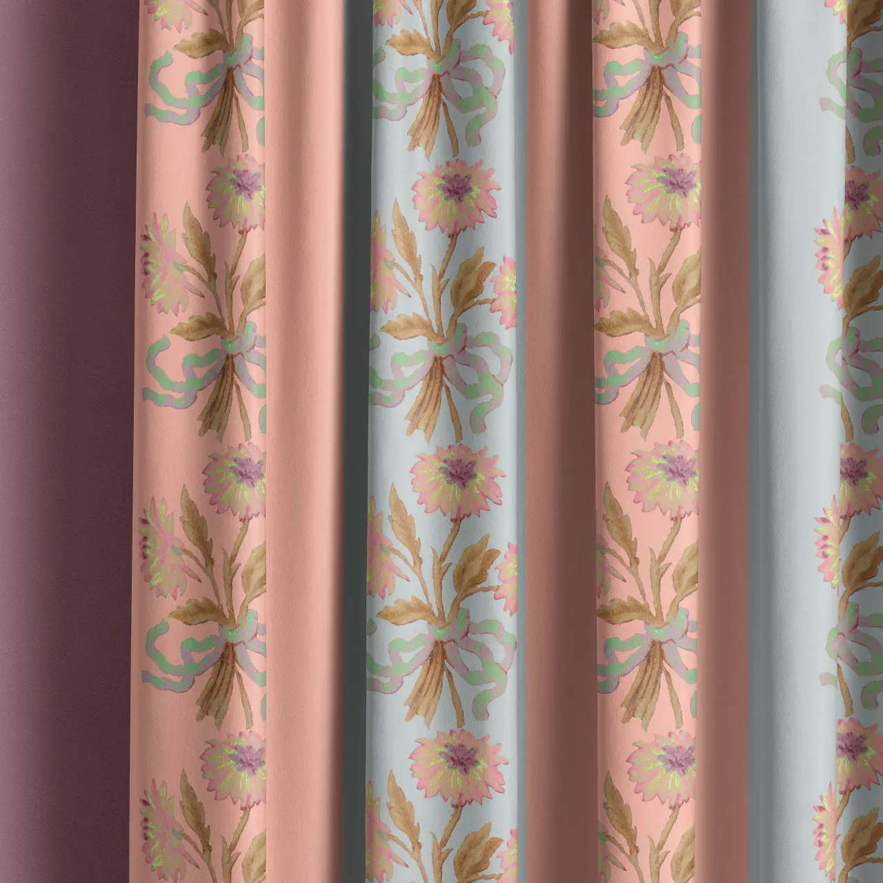 Chateau Stripe Peach and Cloud Recycled Velvet by Tatie Lou