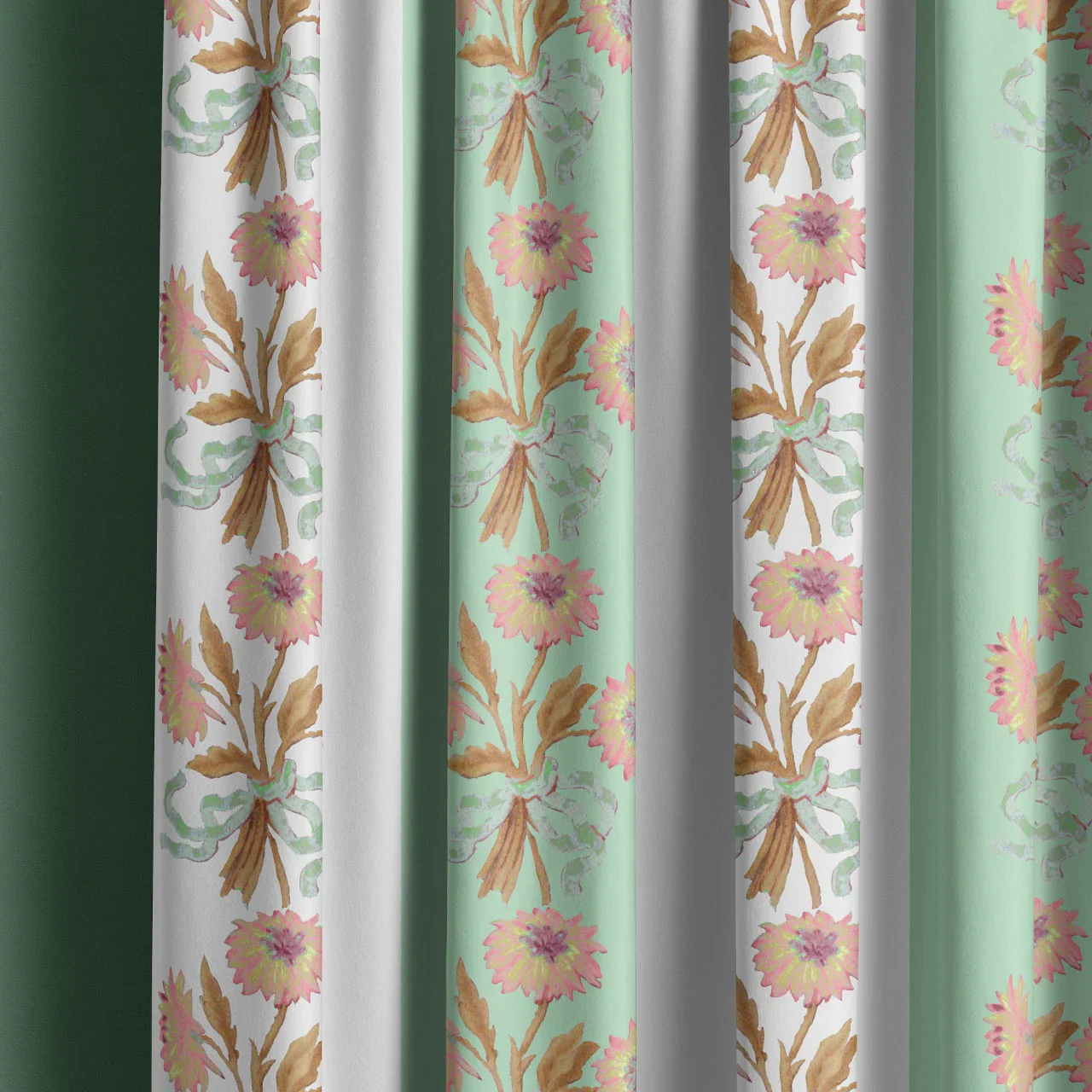Chateau Stripe Peppermint and Chalk Recycled Velvet by Tatie Lou