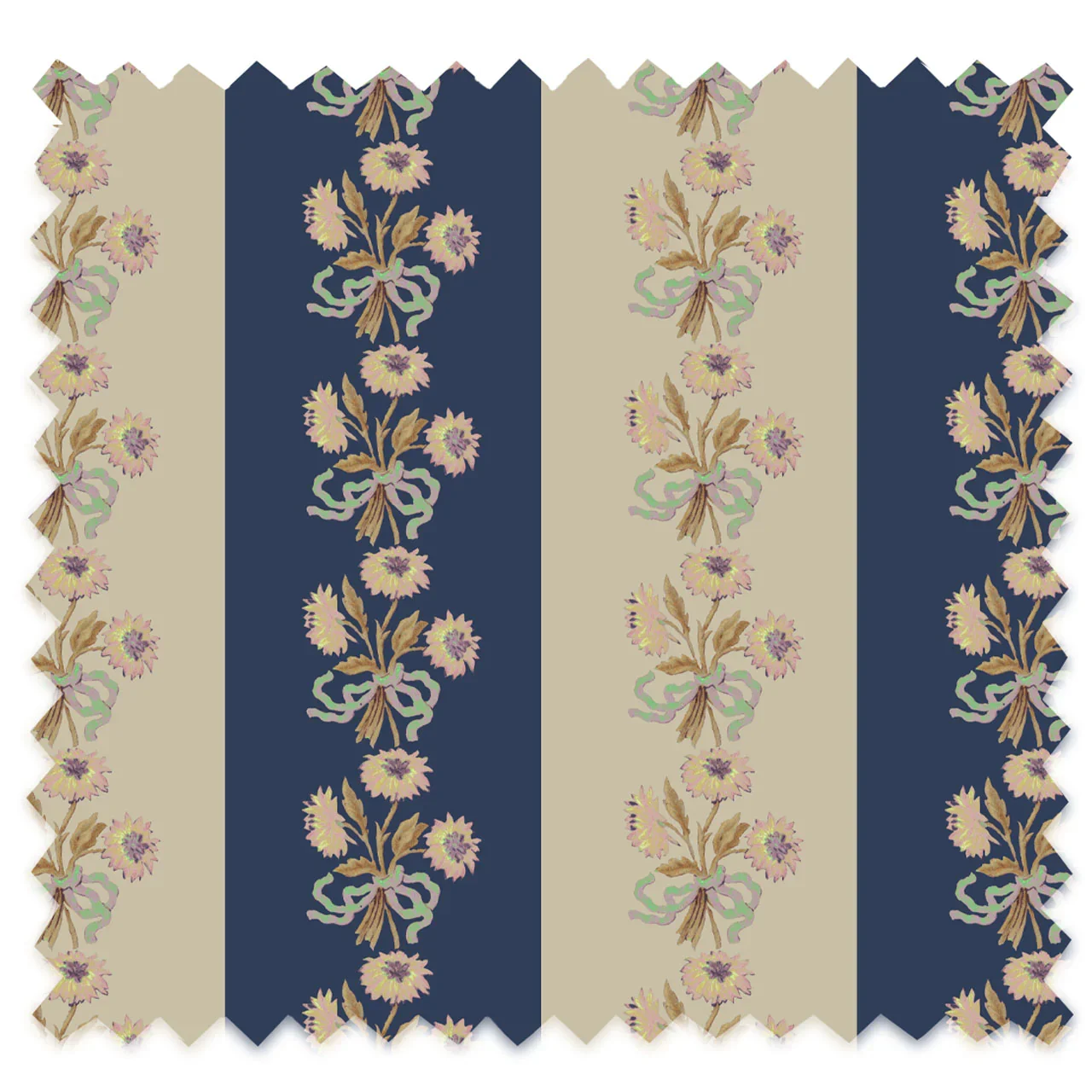 Chateau Stripe Prussian and Fawn Recycled Velvet by Tatie Lou