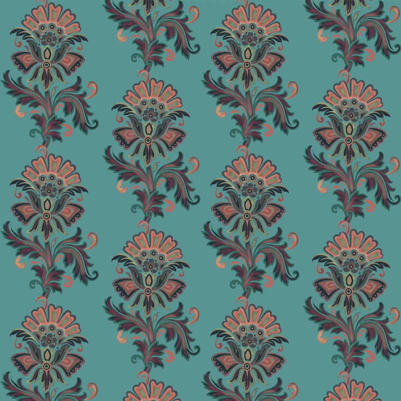 Fleur Maya Blue Wallpaper by Tatie Lou