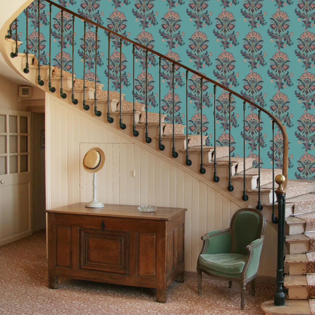 Fleur Maya Blue Wallpaper by Tatie Lou