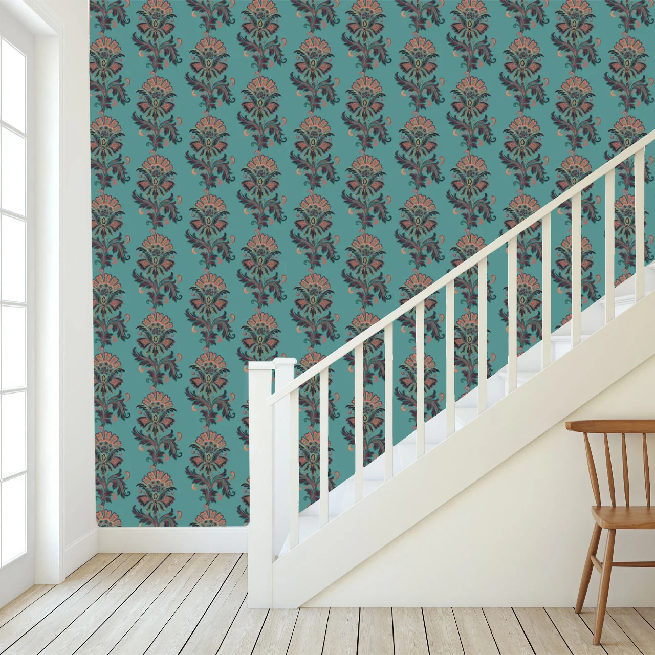 Fleur Maya Blue Wallpaper by Tatie Lou