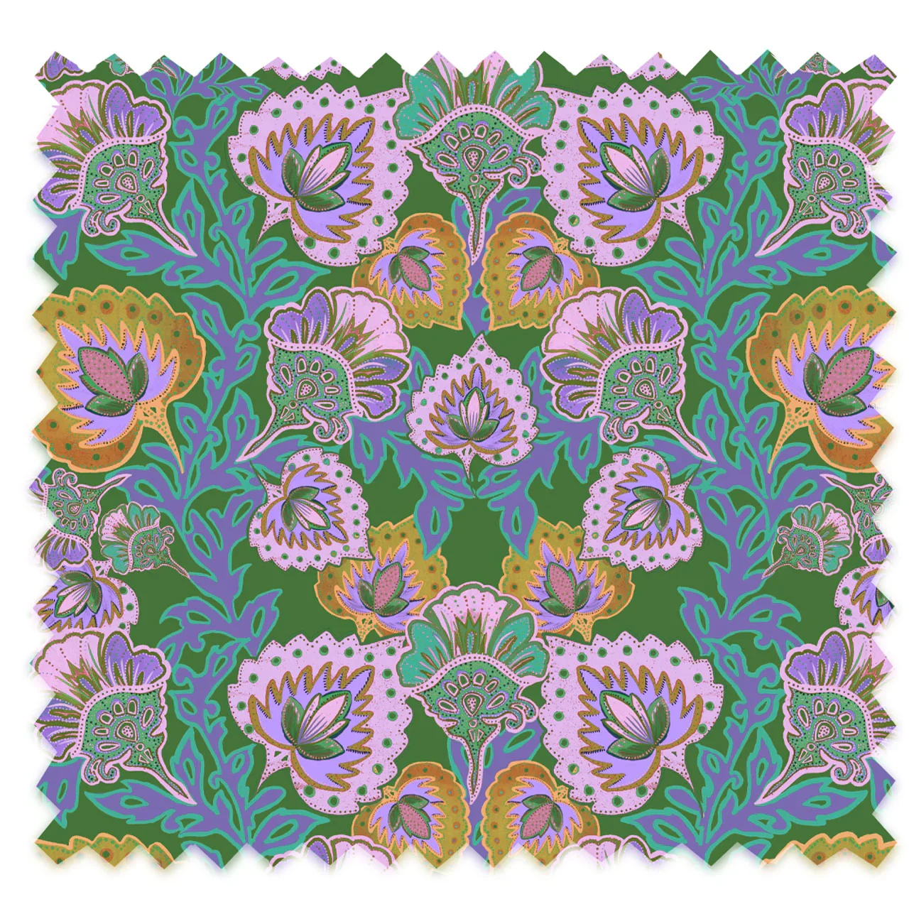 Garden of India Clover Velvet Fabric by Tatie Lou
