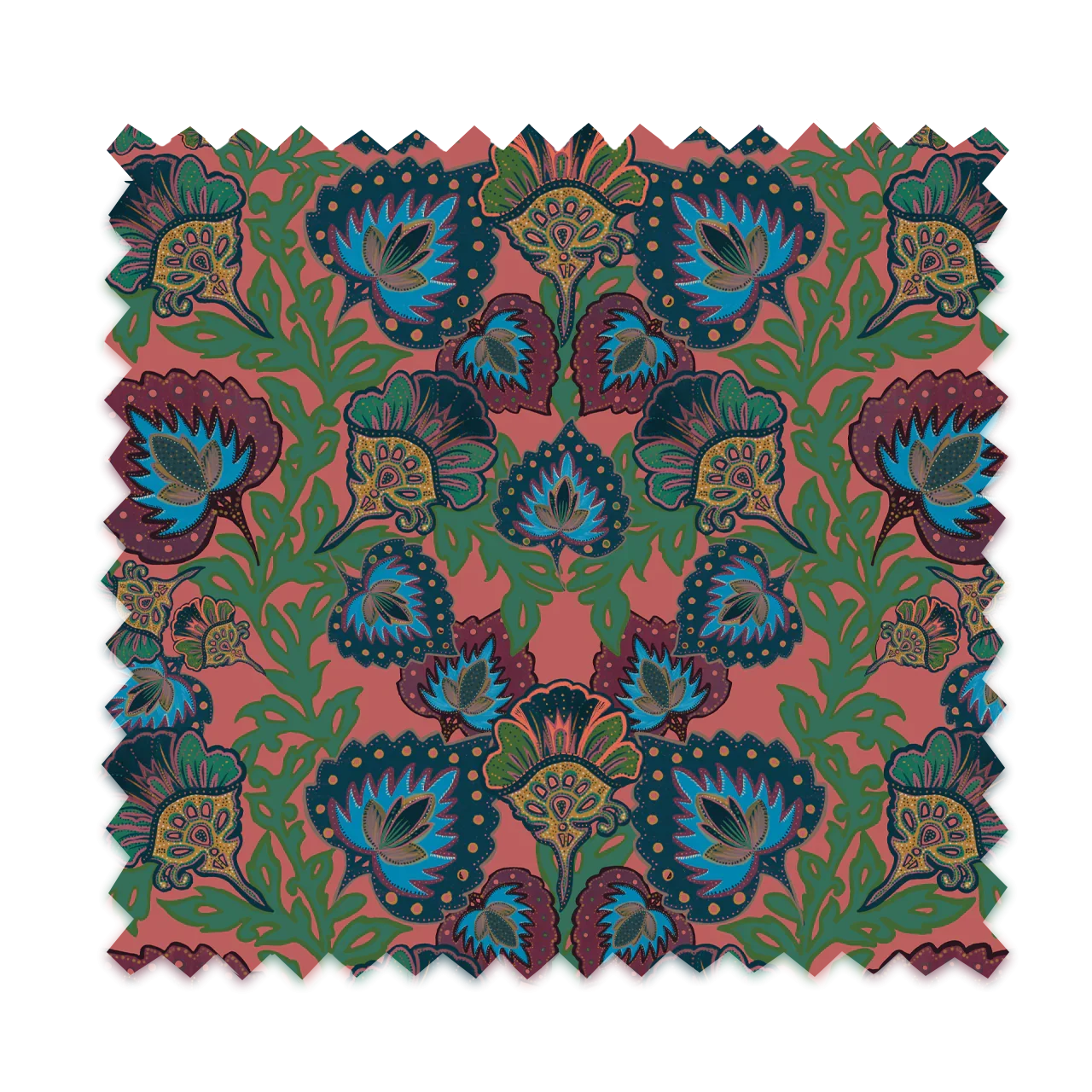 Garden of India Coral Velvet Fabric by Tatie Lou