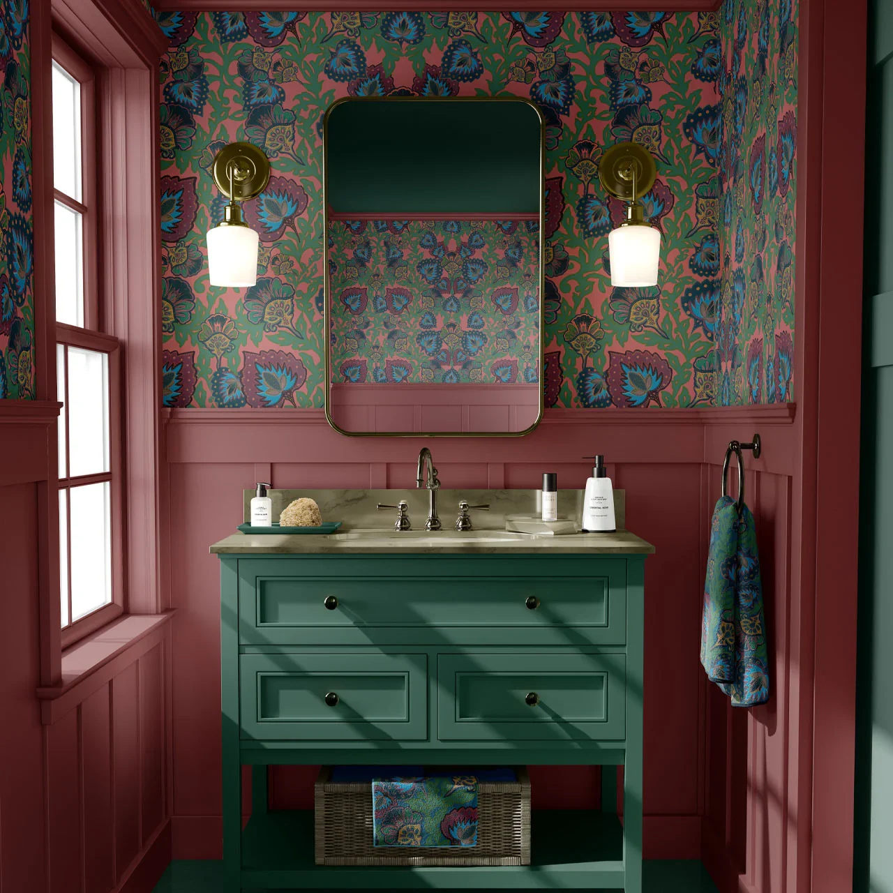 Garden of India Coral Wallpaper by Tatie Lou