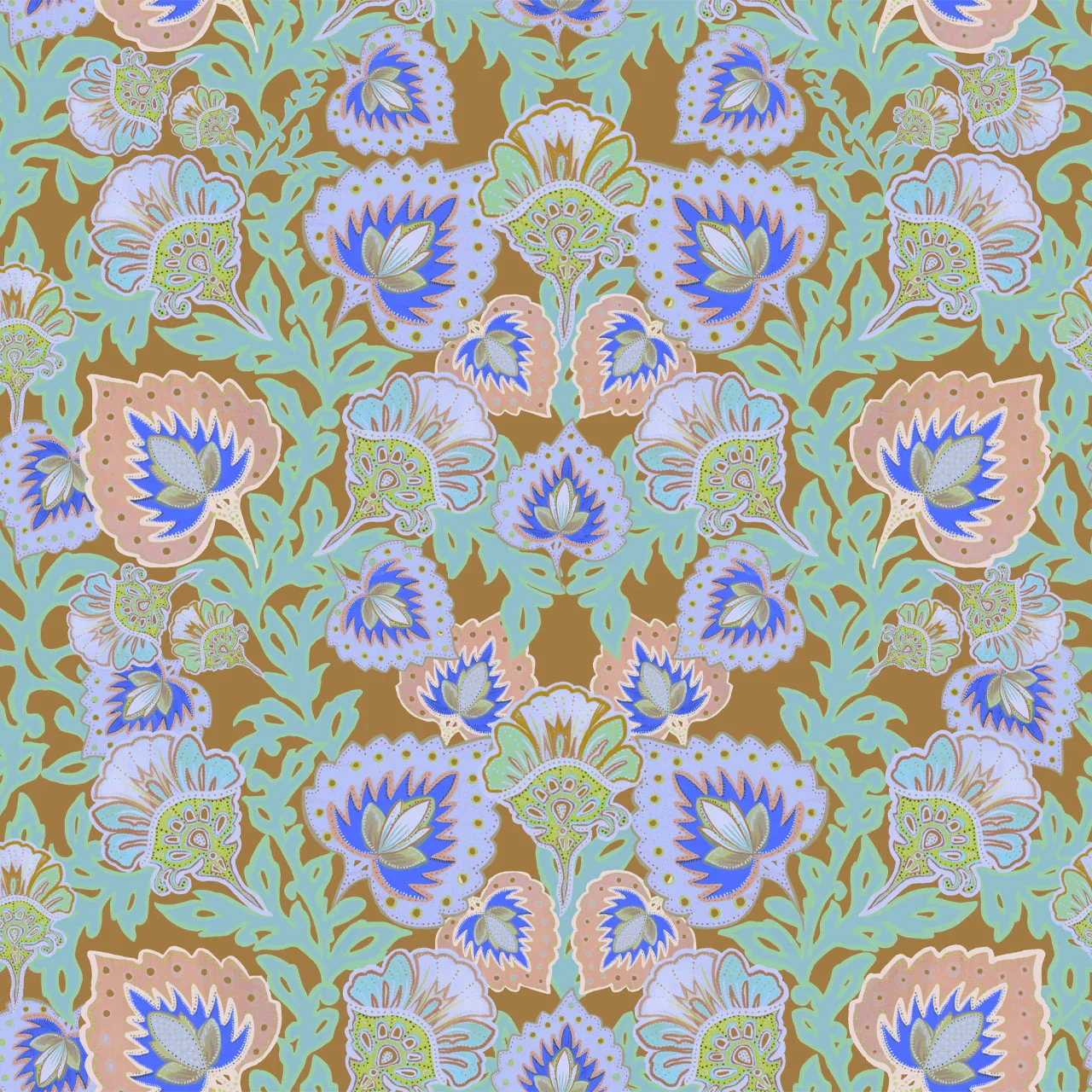 Garden of India Mustard Velvet Fabric by Tatie Lou