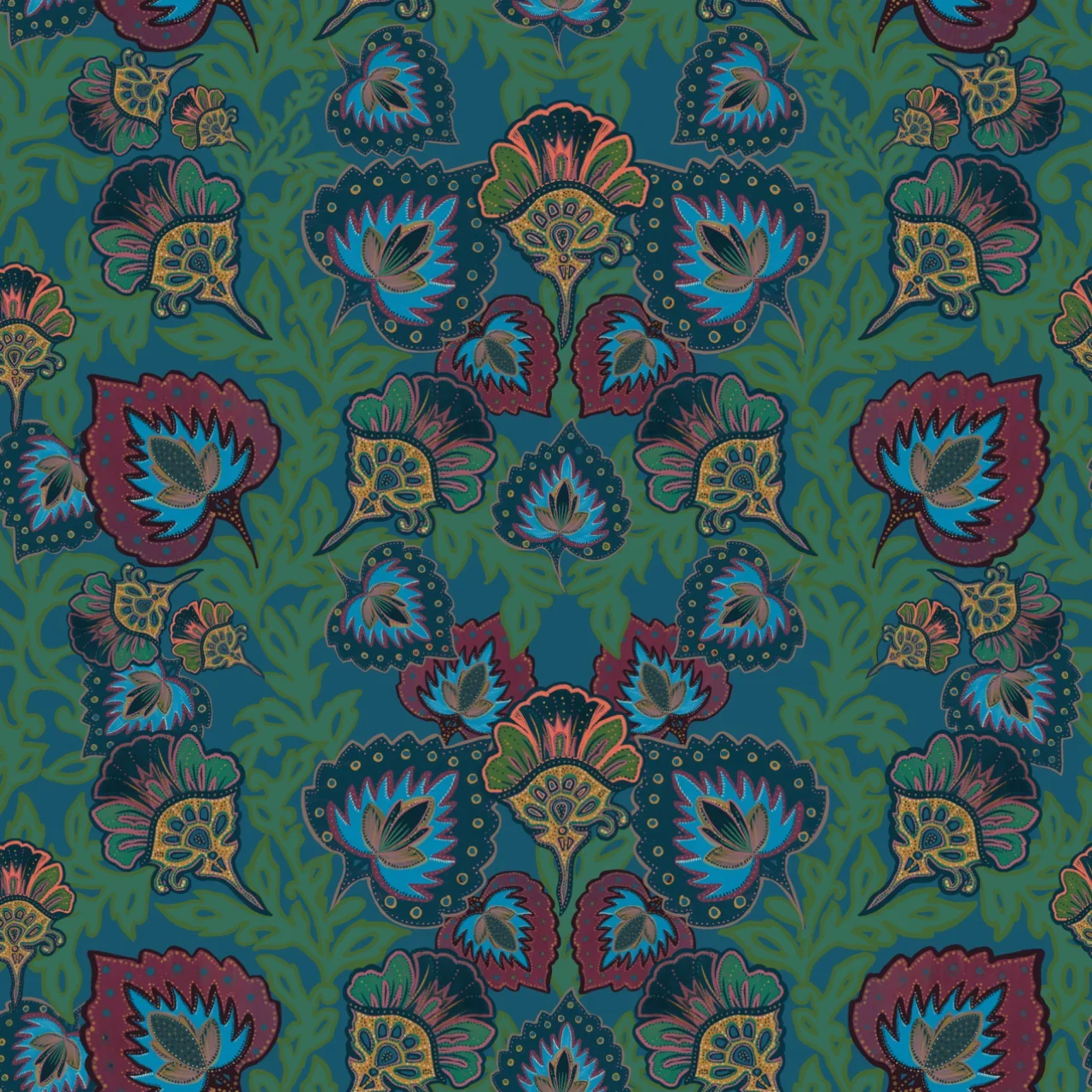 Garden of India Peacock Wallpaper by Tatie Lou