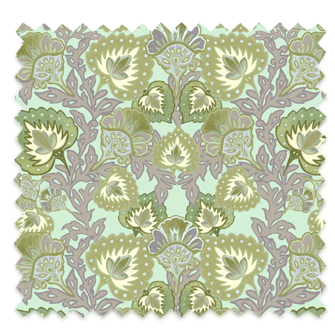 Garden of India Pistachio Velvet Fabric by Tatie Lou