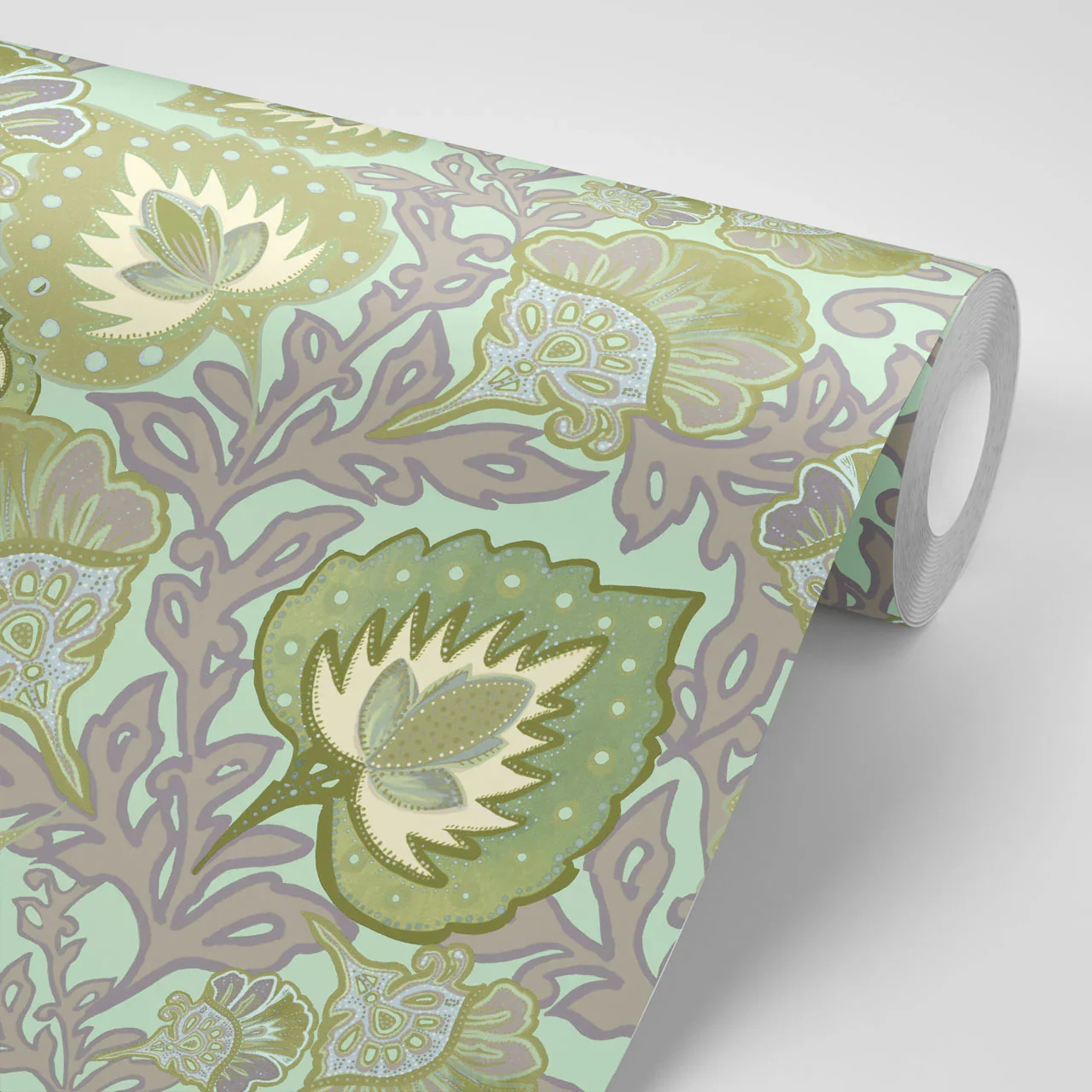 Garden of India Pistachio Wallpaper by Tatie Lou