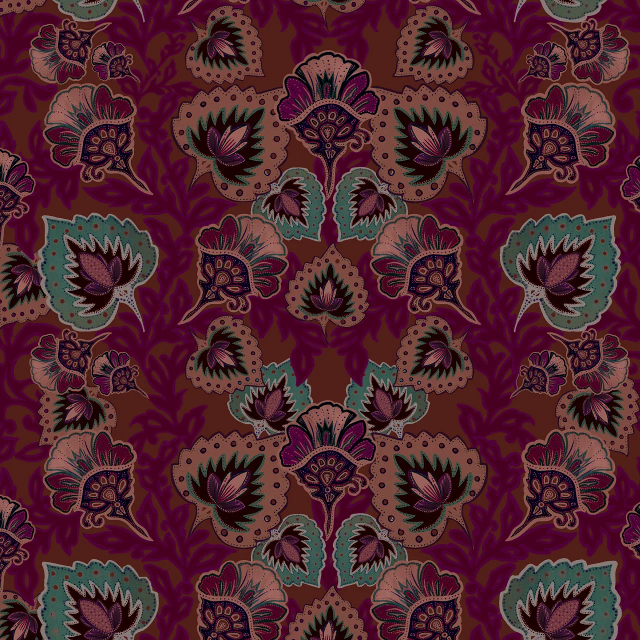 Garden of India Ruby Wallpaper by Tatie Lou