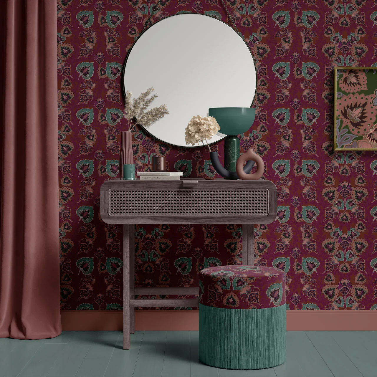 Garden of India Ruby Wallpaper by Tatie Lou